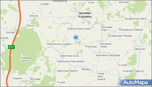 mapa Żabino-Arguły, Żabino-Arguły na mapie Targeo